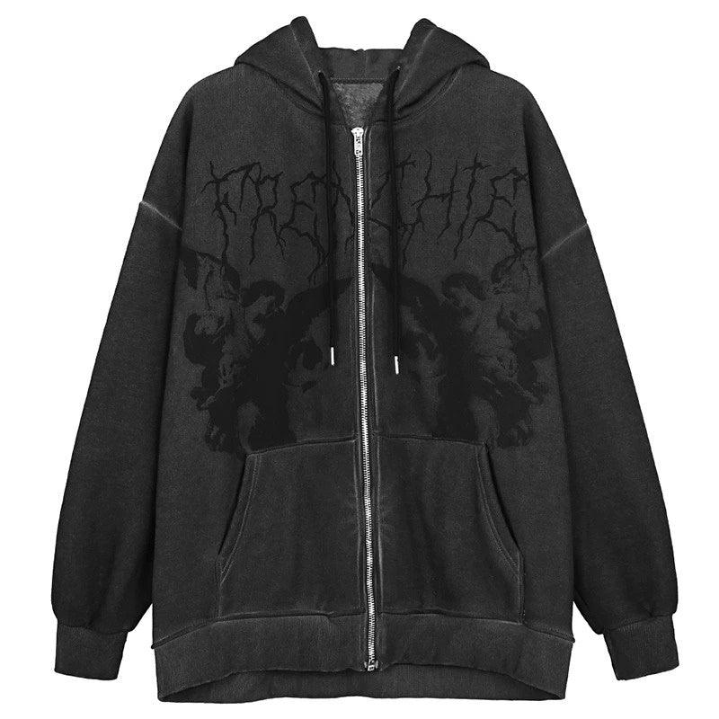 Angel Embroidered Zip-Up Jacket