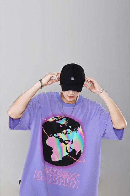 BJHG 3M Reflective Rainbow Earth Tee