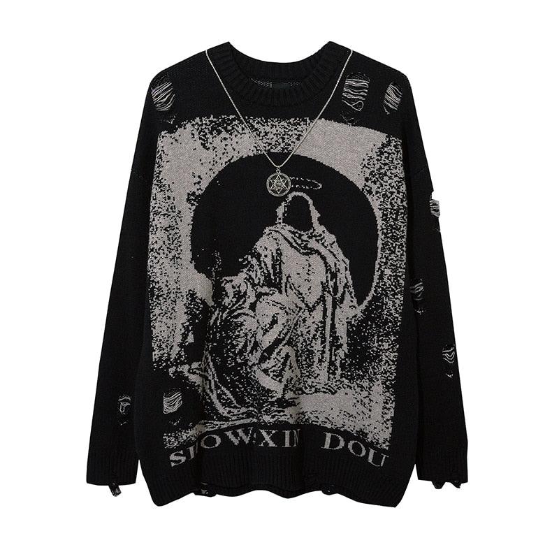 "Reaper" Ripped Knit Sweater