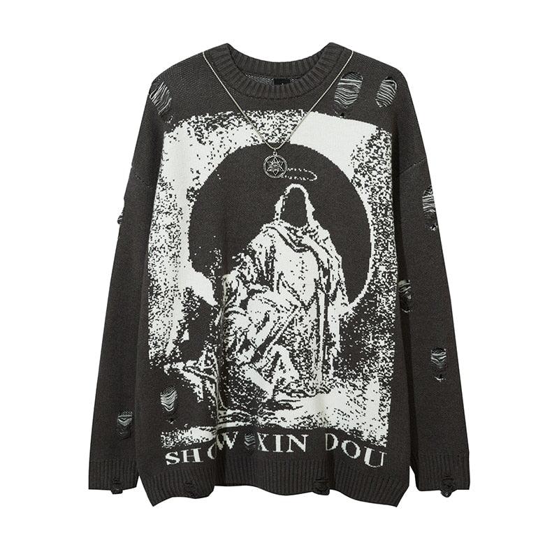 "Reaper" Ripped Knit Sweater