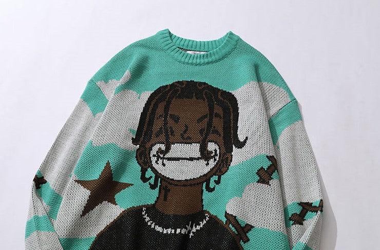 “Smile” Anime Knit Sweater