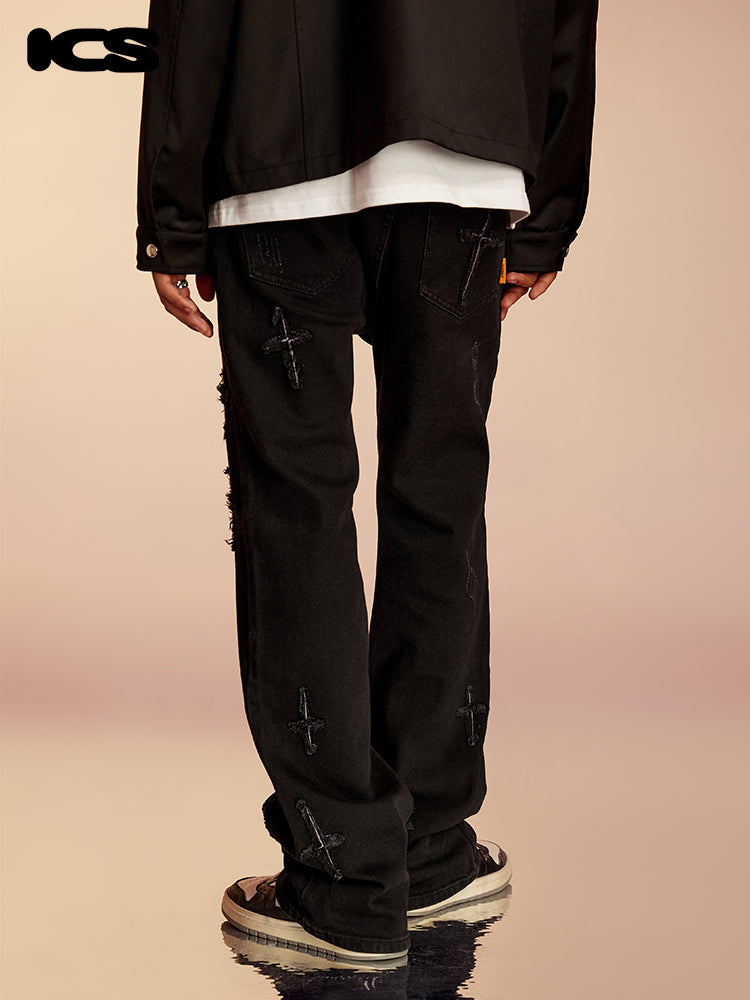 ICONSLAB Textured Spike Denim Jeans