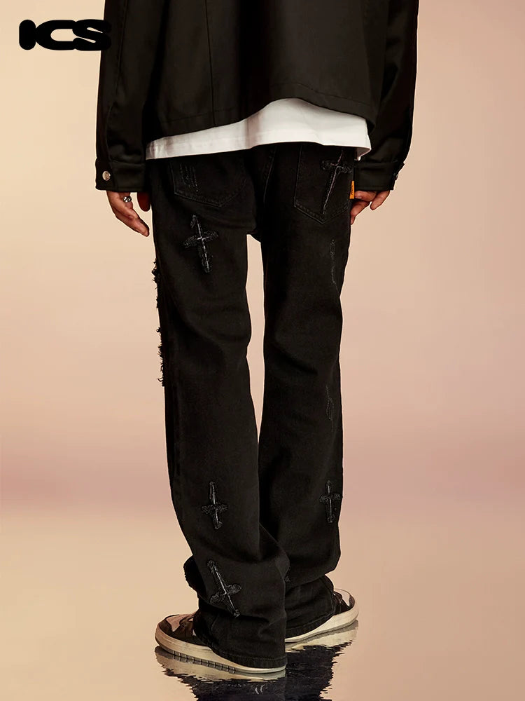 ICONSLAB Textured Spike Denim Jeans