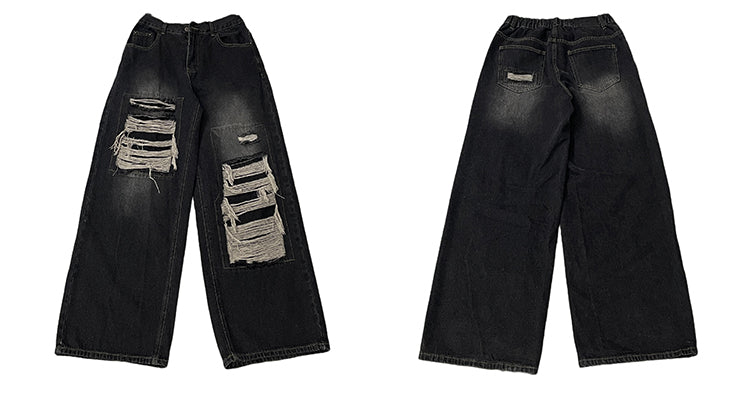 WLNEXT Patched Distressed Jeans