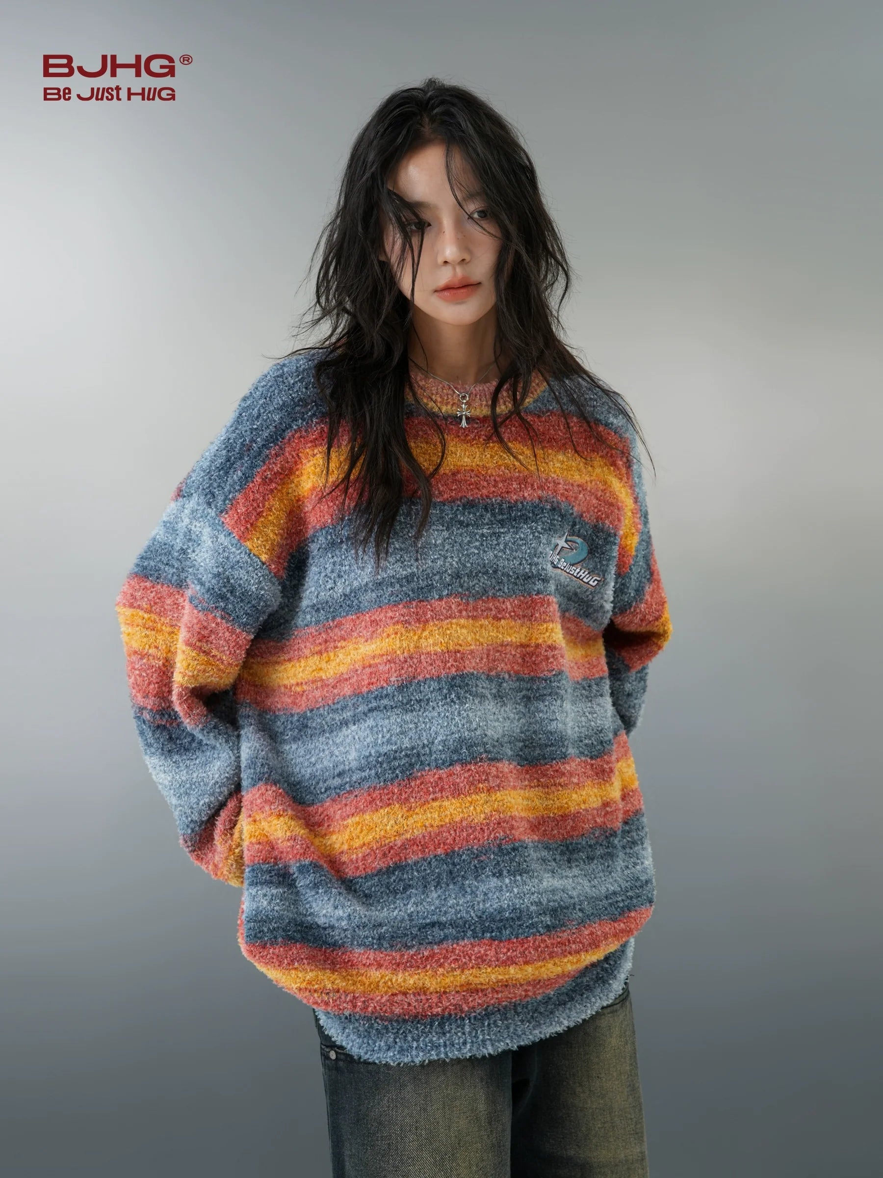 BJHG Contrast Painted Stripe Sweater
