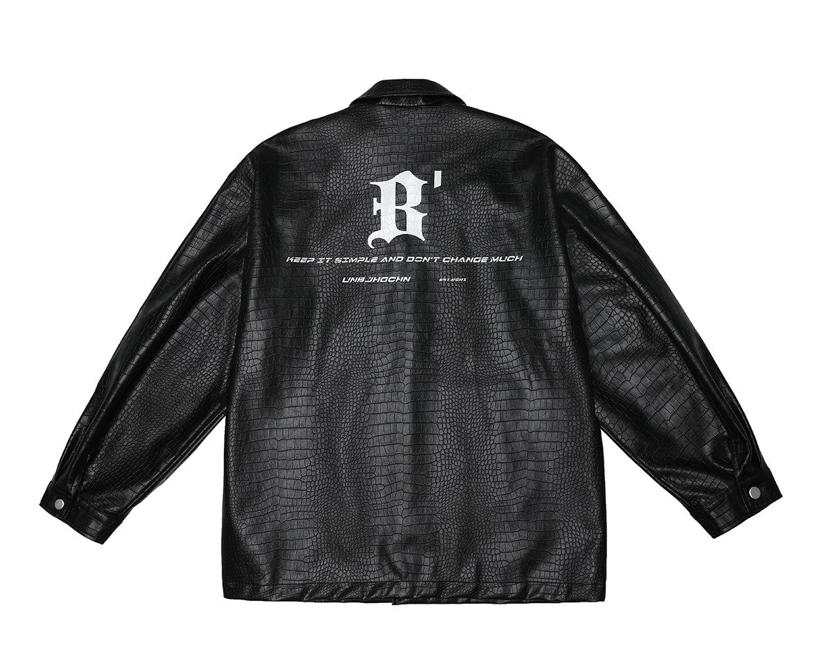 BJHG Croc Faux-Leather Biker Jacket