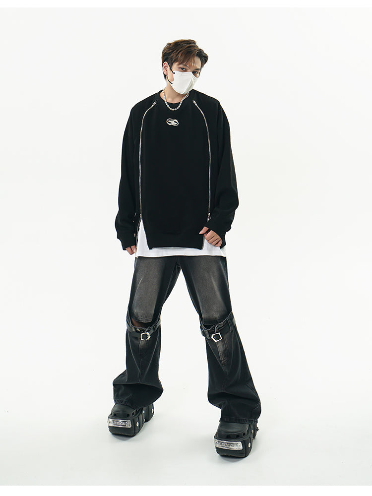 GCINIM Faded Buckle-Knee Jeans