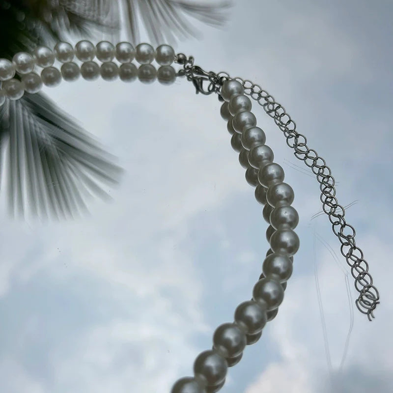 WLNEXT Round Chain Pearl Necklace