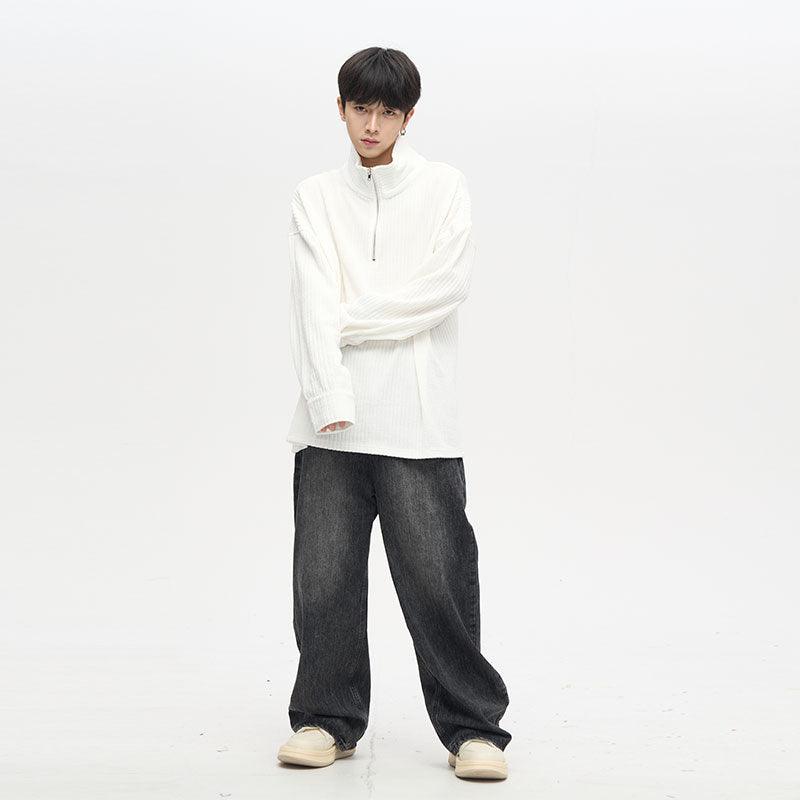 77F7GHT Quarter Zip Ribbed Fleece Jacket