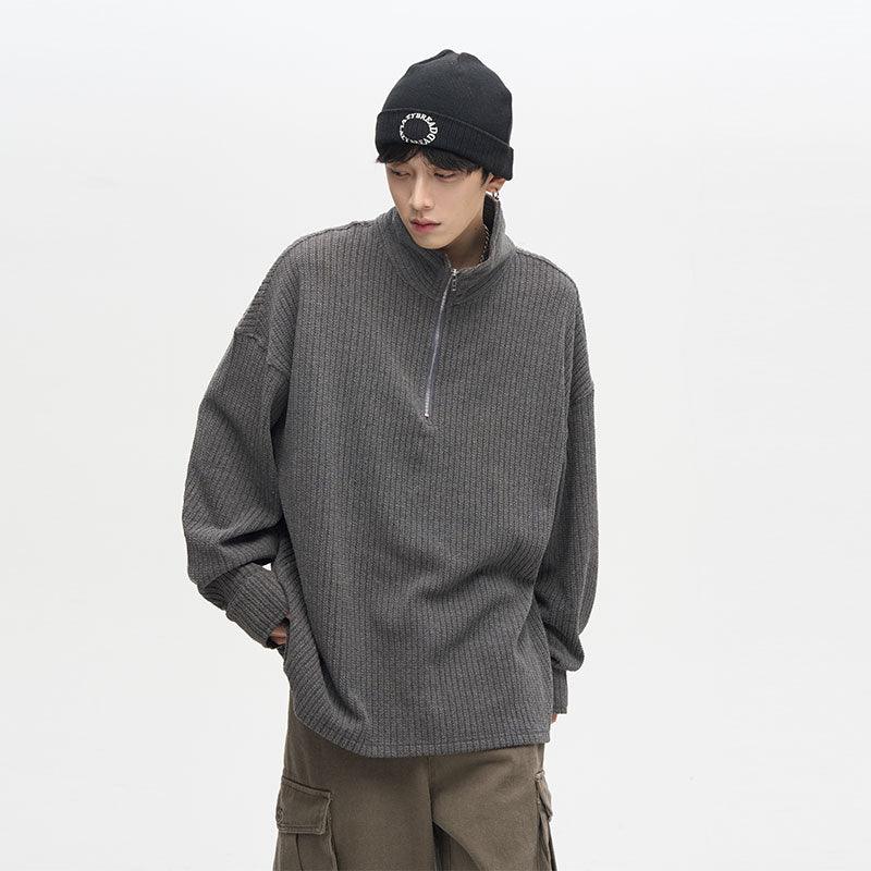 77F7GHT Quarter Zip Ribbed Fleece Jacket