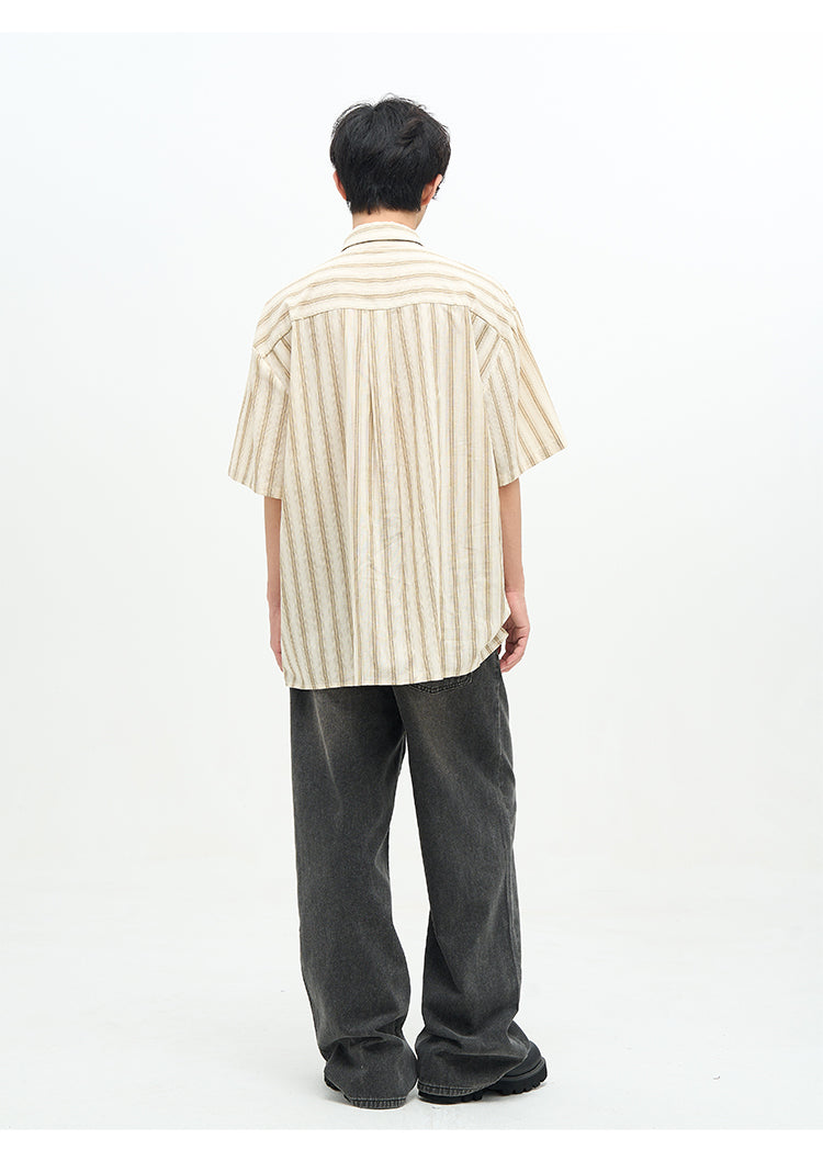 77F7GHT Striped Collar Shirt