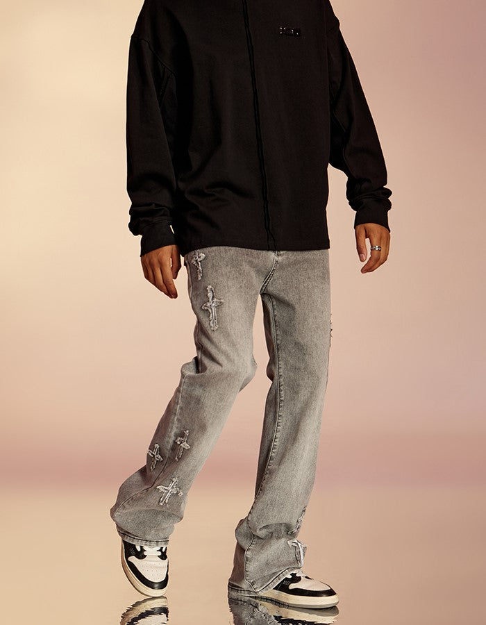 ICONSLAB Textured Spike Denim Jeans