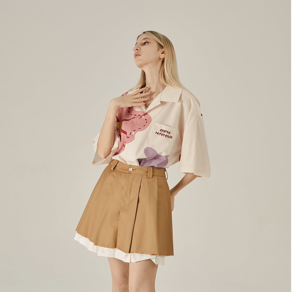 EMPTY REFERENCE Loose Floral Print Button-Up Shirt