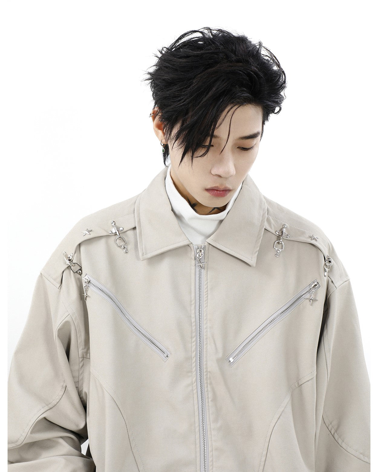 MRNEARLY Star-Studded Bomber Jacket