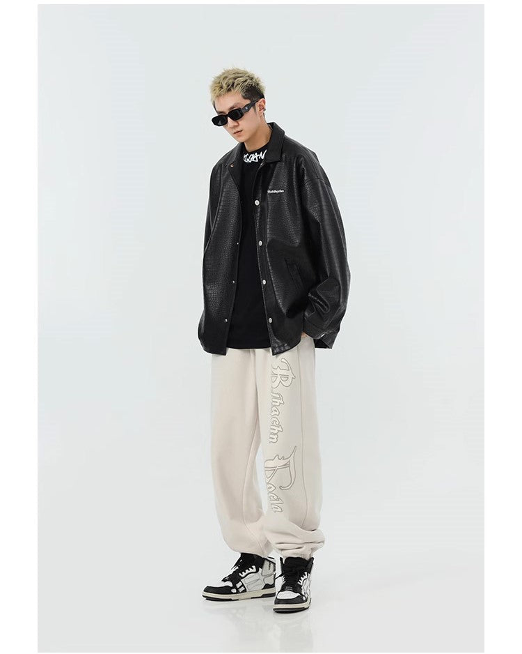 BJHG Croc Faux-Leather Biker Jacket
