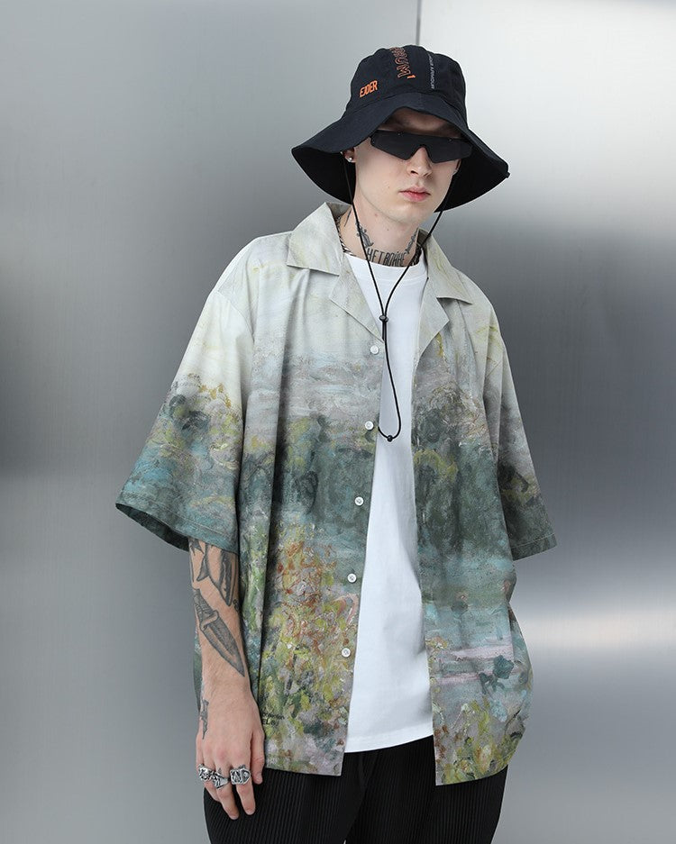 HARSH and CRUEL Painted Autumn Button-Up