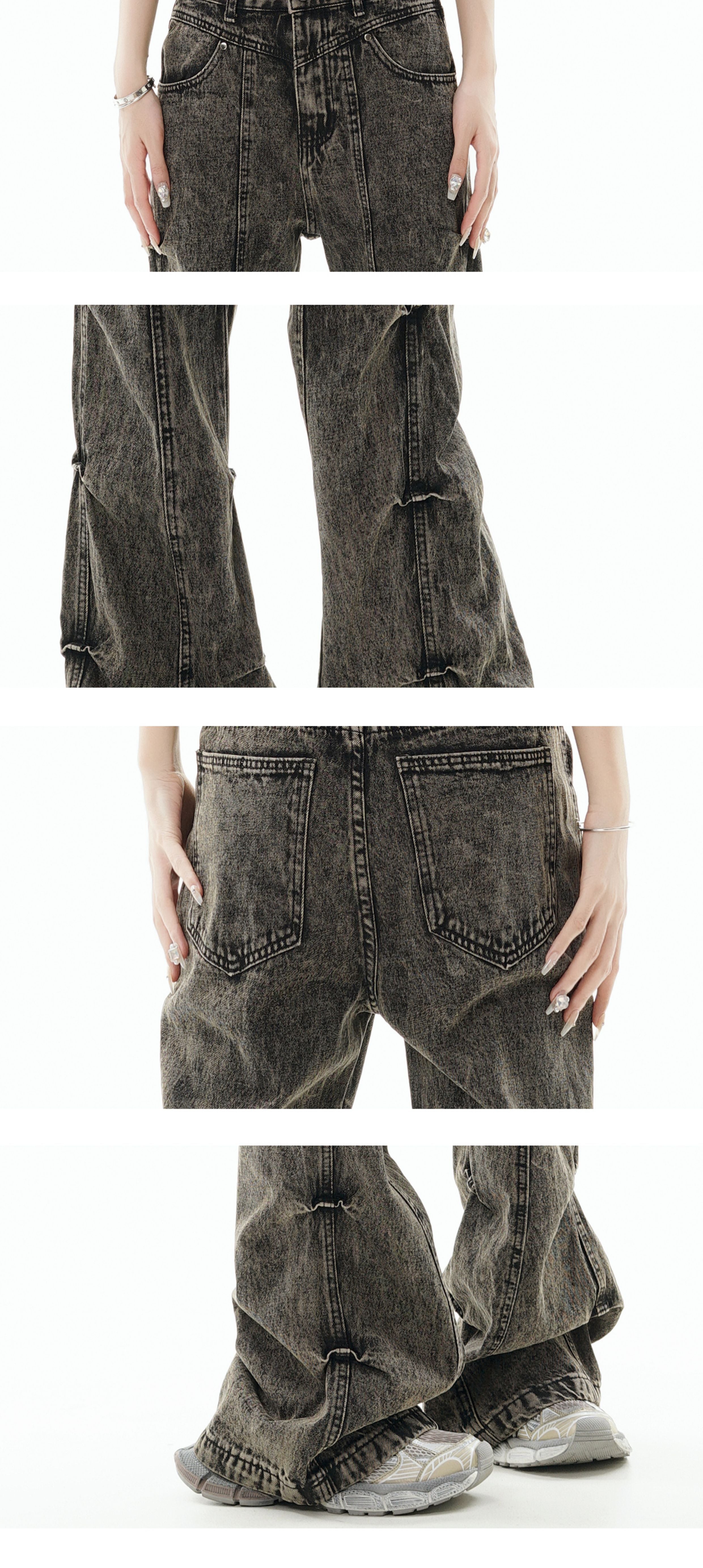 GCINIM Acid Wash Paneled Jeans