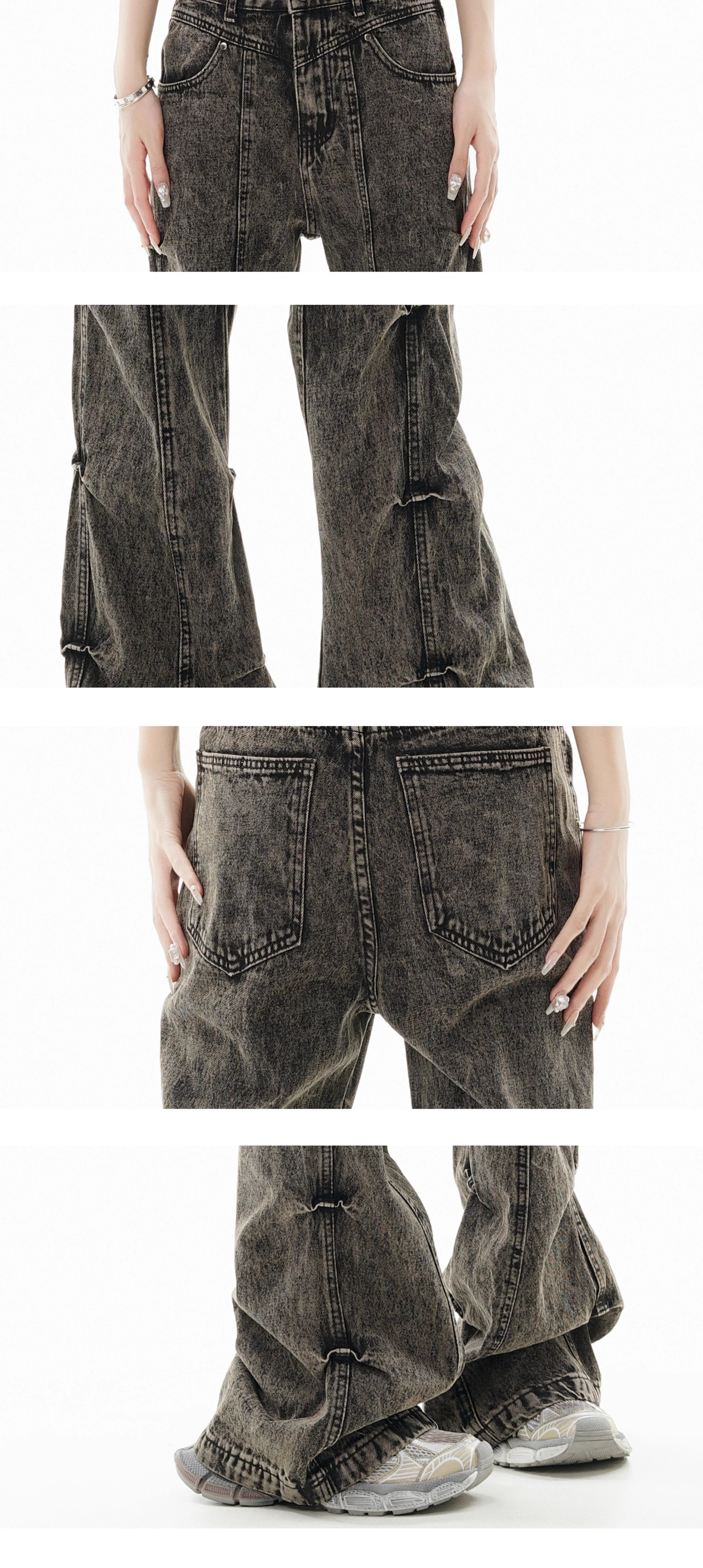 GCINIM Acid Wash Paneled Jeans