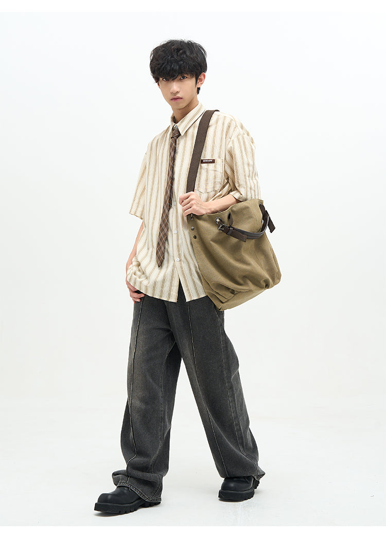 77F7GHT Striped Collar Shirt