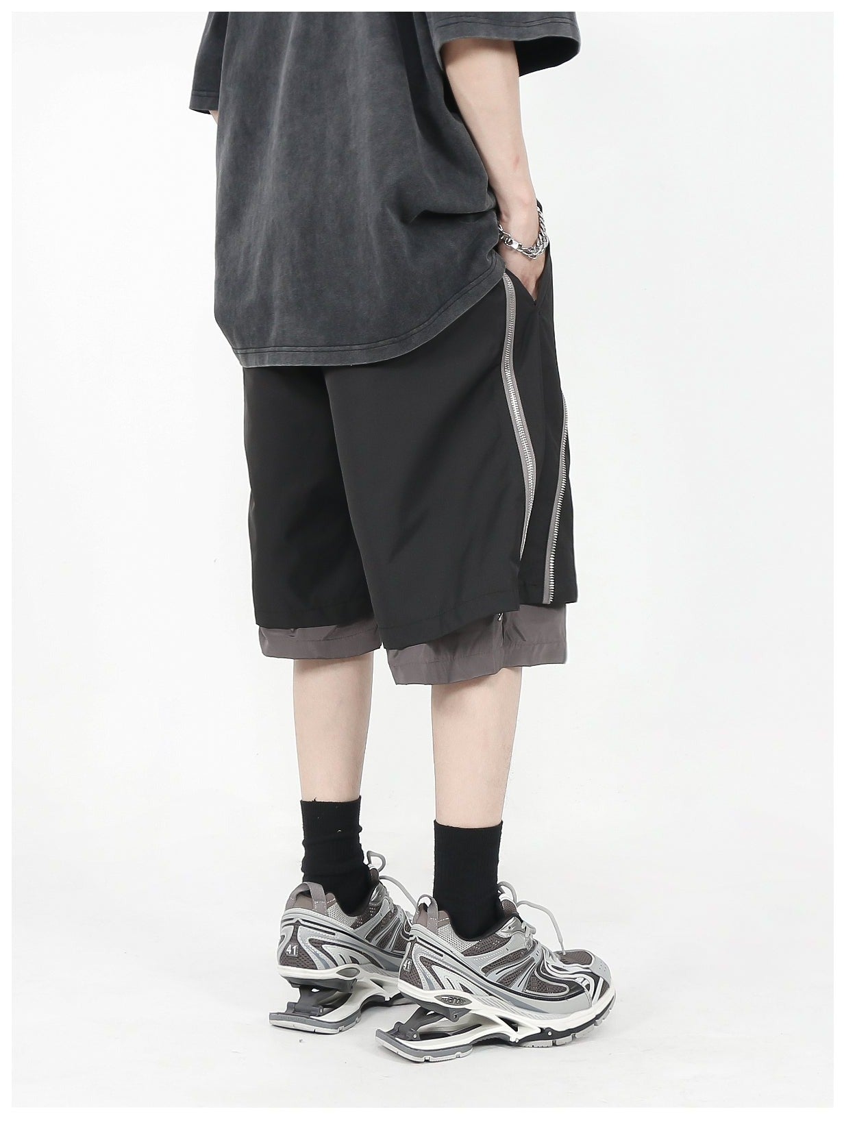MRNEARLY Layered Zip Shorts