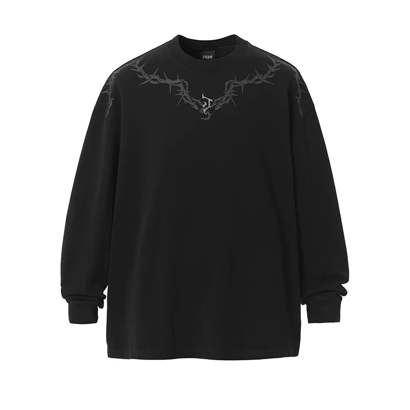 JHYQ Washed Torn Collar Long Sleeve