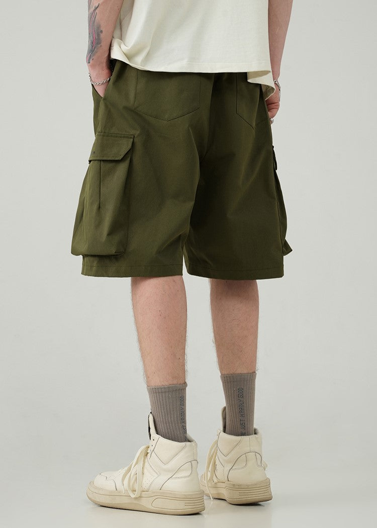 BJHG Pleated Drawstring Cargo Shorts