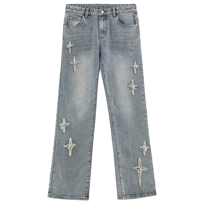 ICONSLAB Textured Spike Denim Jeans