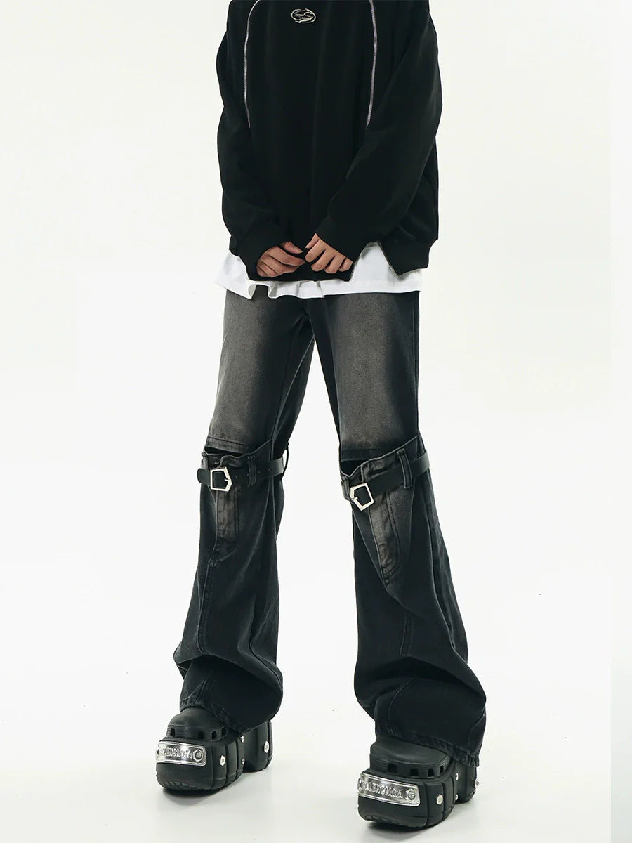 GCINIM Faded Buckle-Knee Jeans