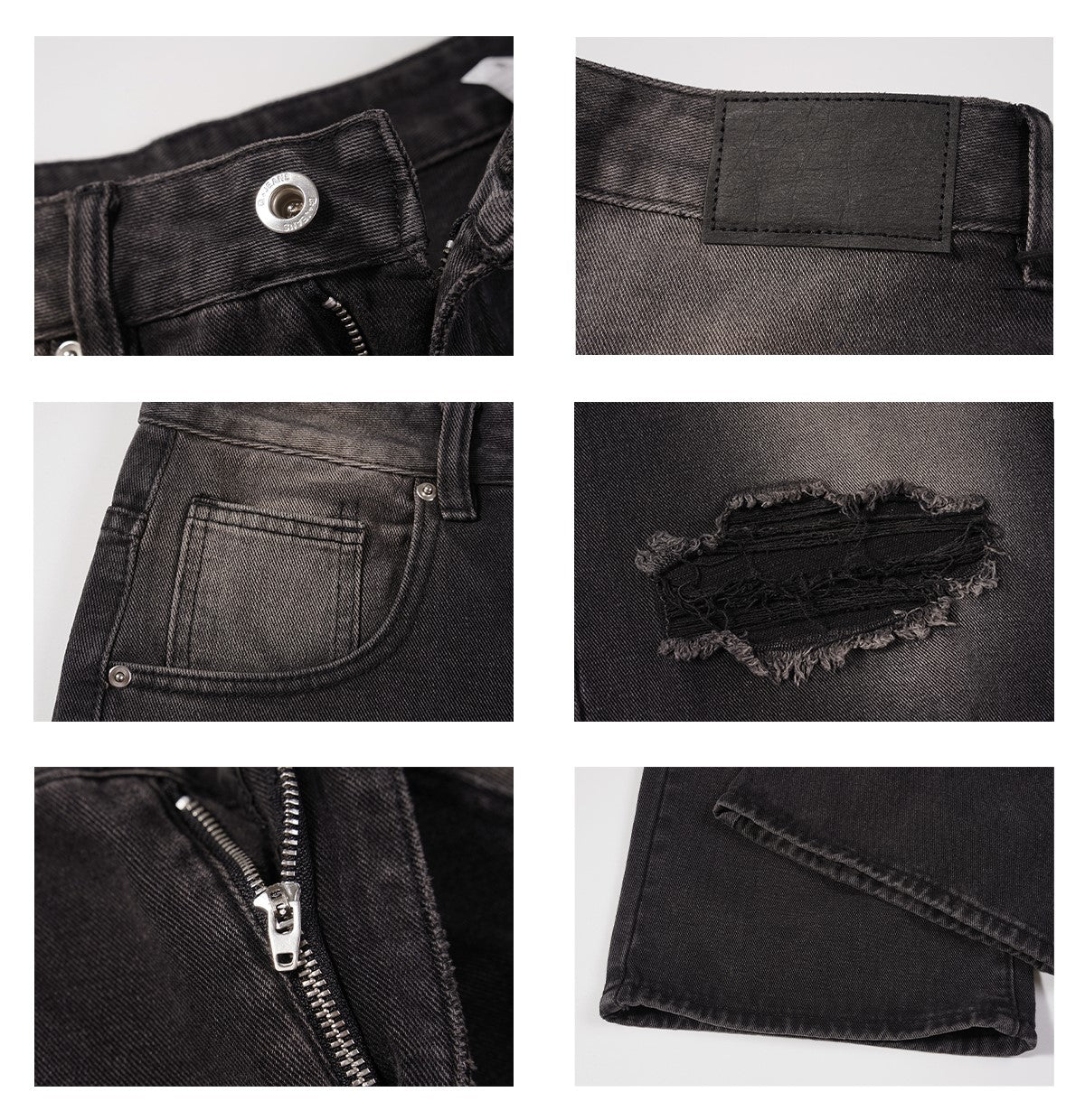 MRNEARLY Vintage Washed Ripped Jeans