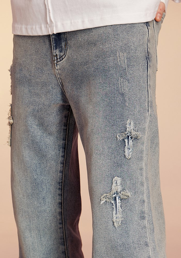 ICONSLAB Textured Spike Denim Jeans