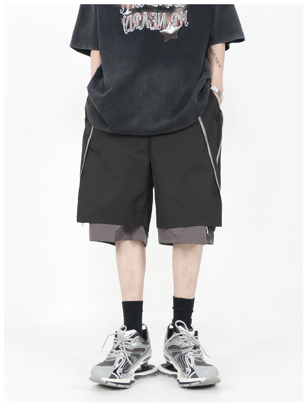 MRNEARLY Layered Zip Shorts