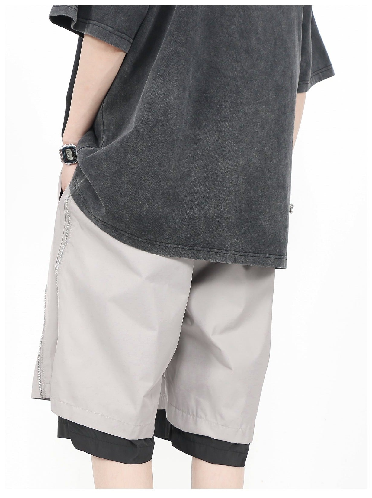 MRNEARLY Layered Zip Shorts