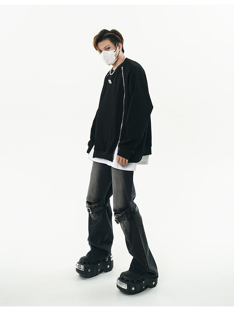 GCINIM Faded Buckle-Knee Jeans