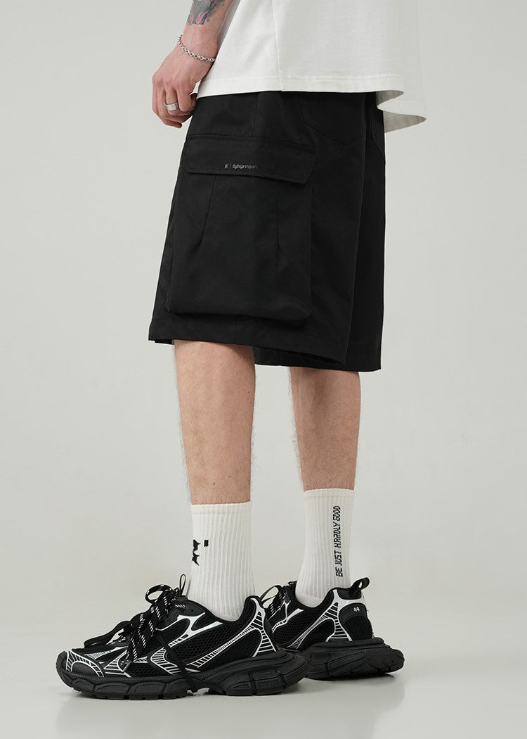 BJHG Pleated Drawstring Cargo Shorts