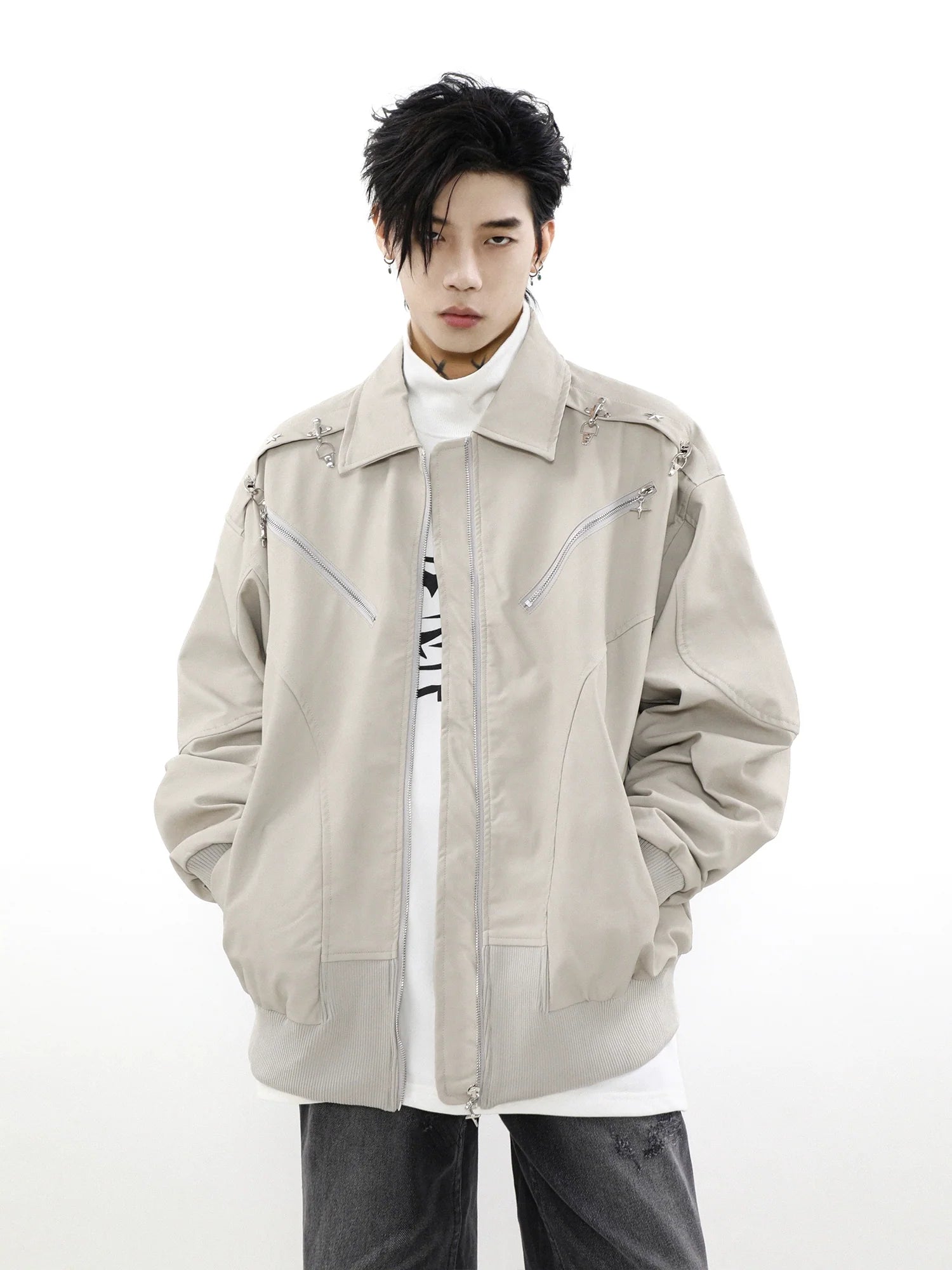 MRNEARLY Star-Studded Bomber Jacket
