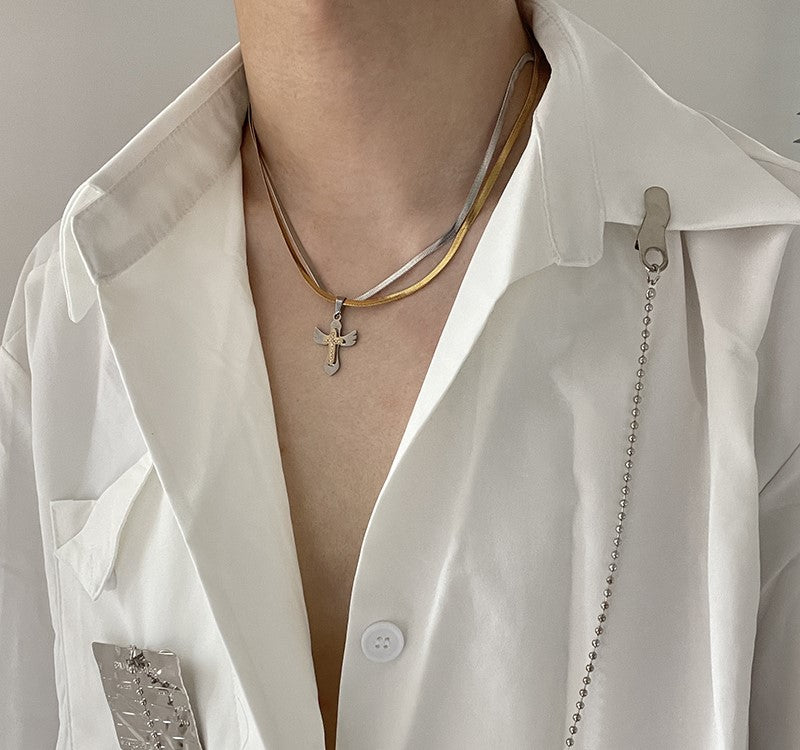 HEIMA Two-Tone Cross Necklace