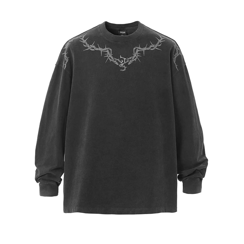 JHYQ Washed Torn Collar Long Sleeve