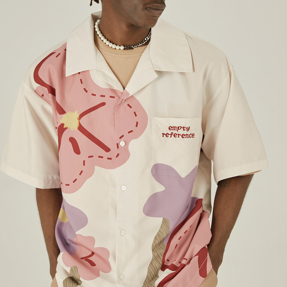 EMPTY REFERENCE Loose Floral Print Button-Up Shirt