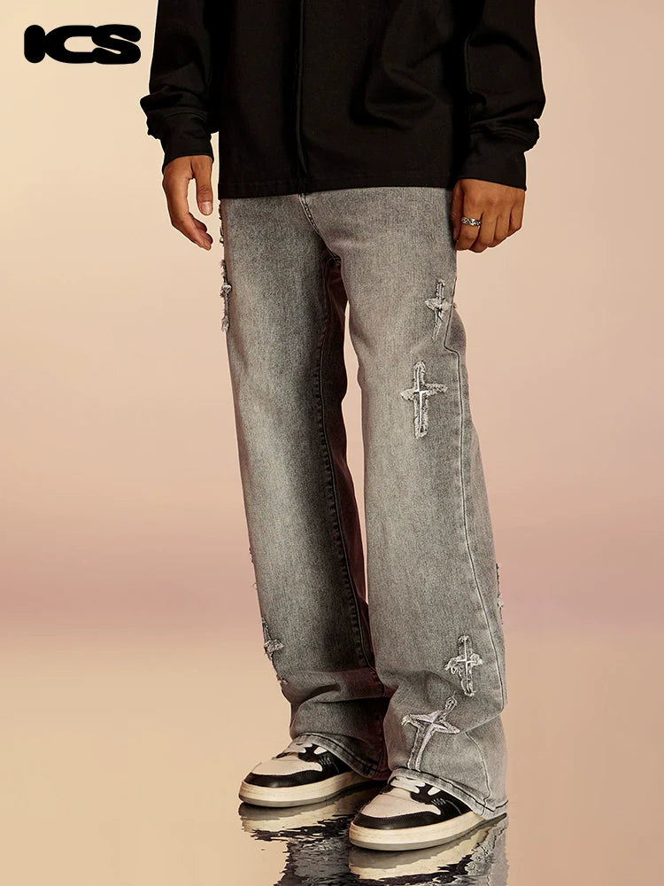 ICONSLAB Textured Spike Denim Jeans
