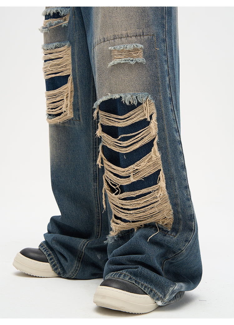WLNEXT Patched Distressed Jeans