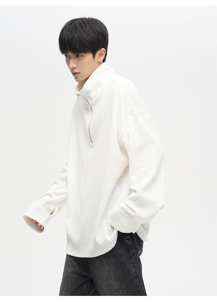 77F7GHT Quarter Zip Ribbed Fleece Jacket
