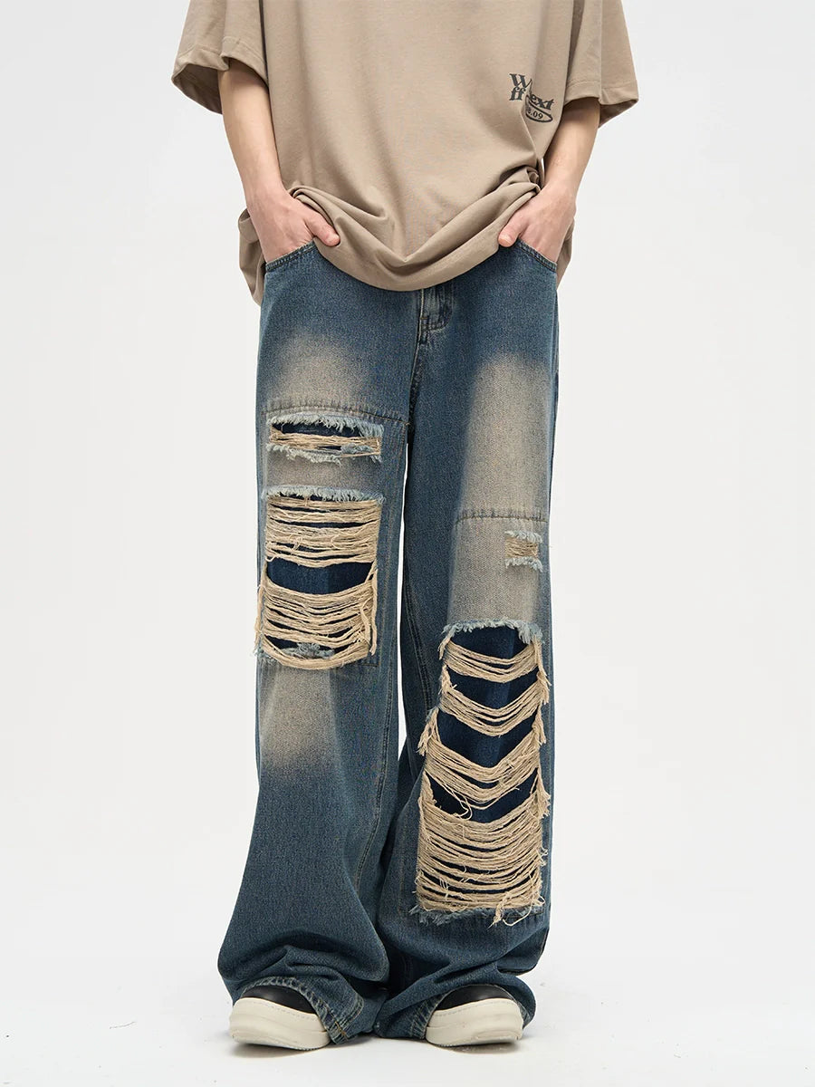 WLNEXT Patched Distressed Jeans
