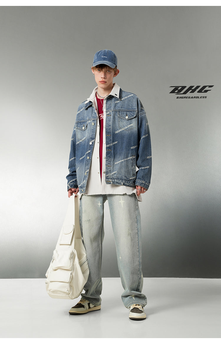BJHG Star Spike Washed Denim Jeans