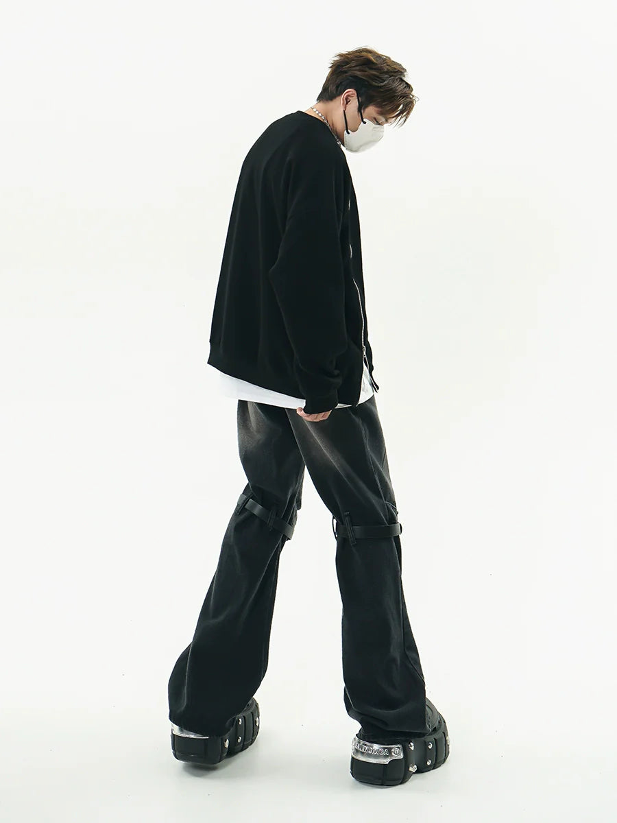 GCINIM Faded Buckle-Knee Jeans