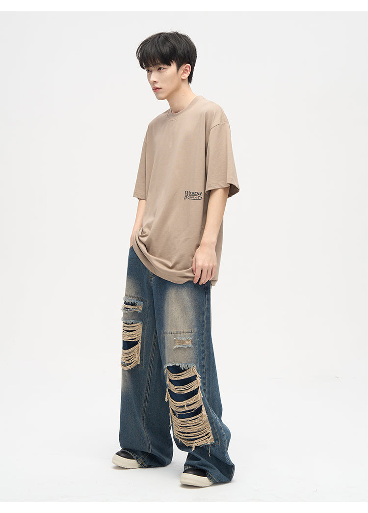 WLNEXT Patched Distressed Jeans