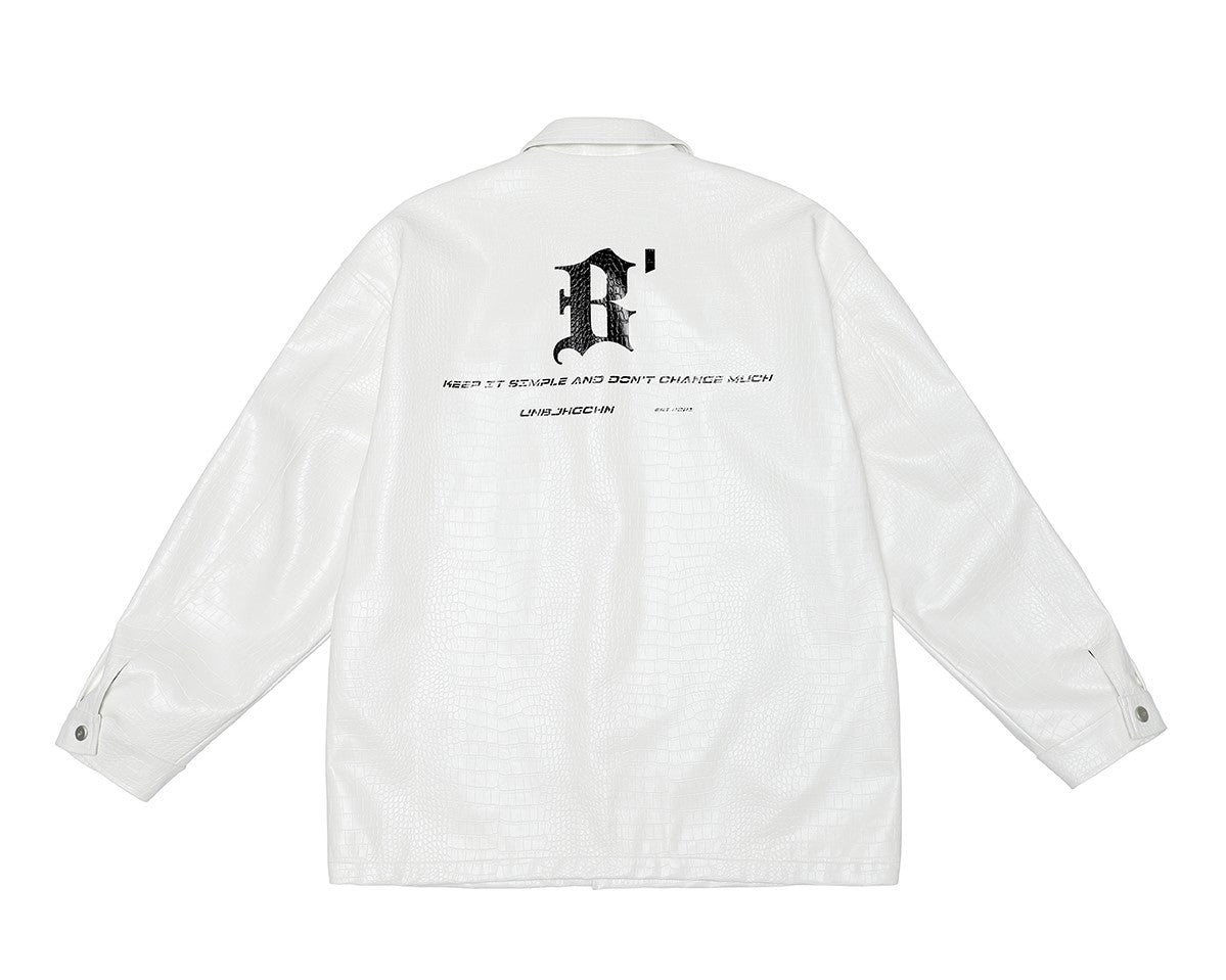BJHG Croc Faux-Leather Biker Jacket