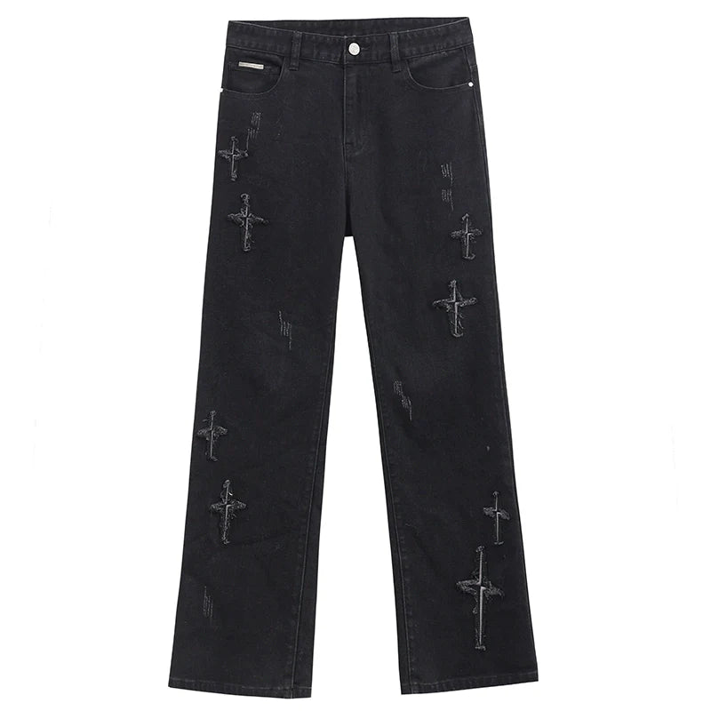 ICONSLAB Textured Spike Denim Jeans