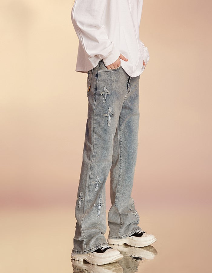 ICONSLAB Textured Spike Denim Jeans