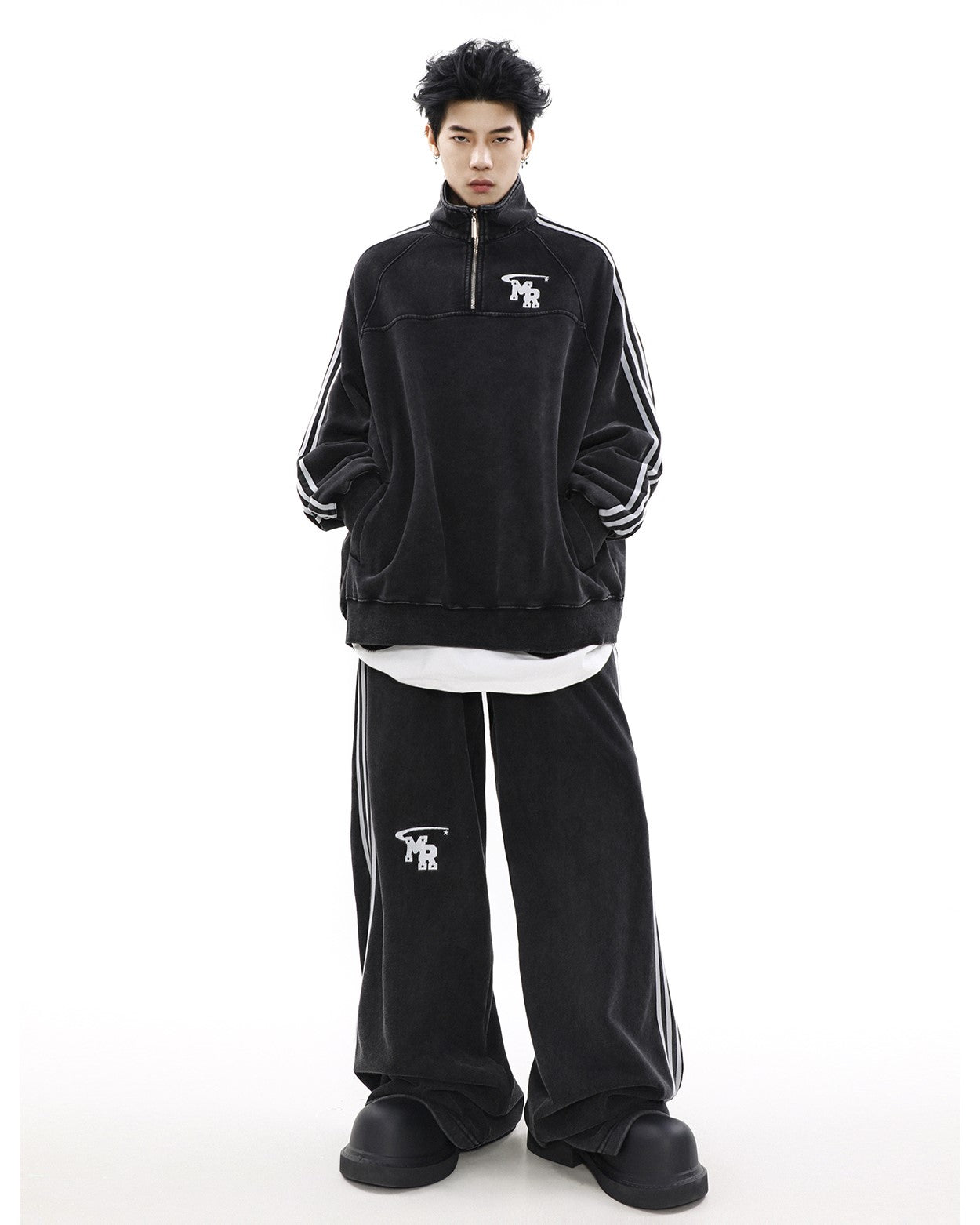 MRNEARLY Wide Leg Track Pants
