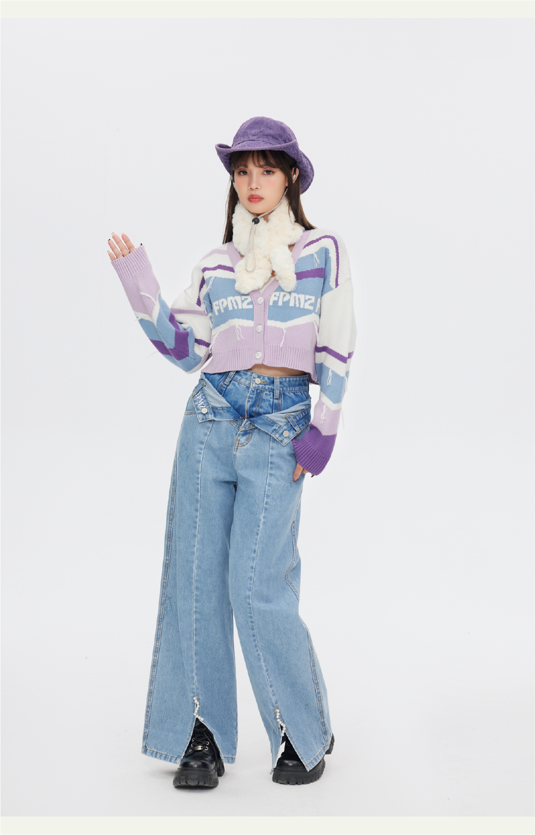 FPMZ Retro-Colored Contrast Striped Cardigan